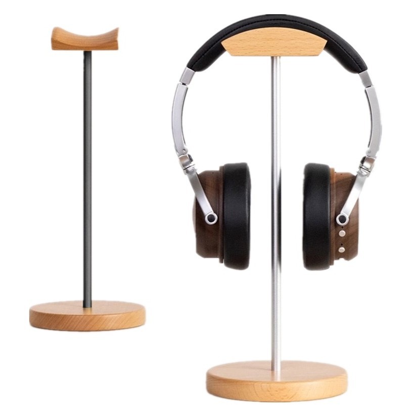 Esports Gaming Desk - Black Walnut Wood & Aluminum Headphone