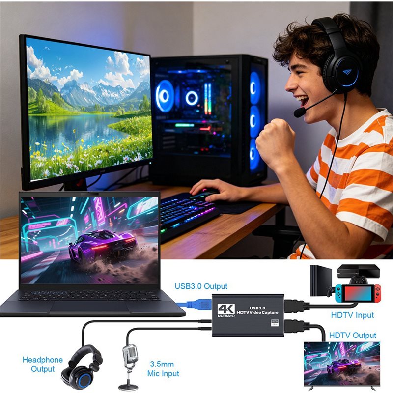 AT82-Game For PC Recording 4K  - Capture Card 4K Hdmi 评论和价格